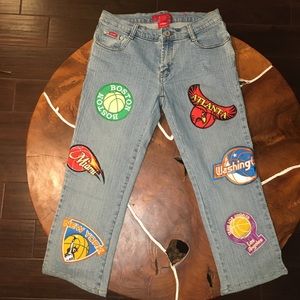90’s VTG NBA patch cropped jeans 9